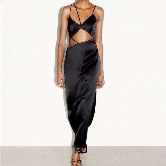 Zara Black Asymmetric Midi Dress - Picture 14 of 17